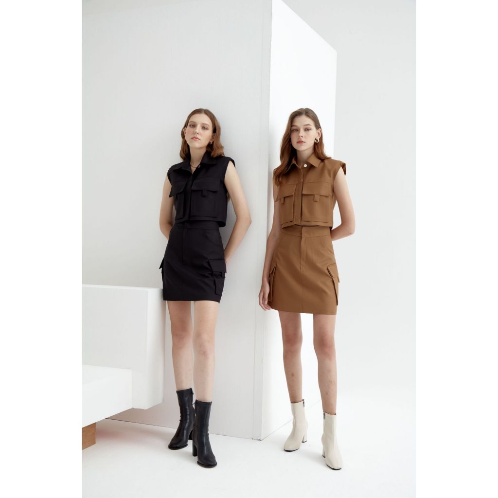PAULINA DOUBLE SIDE-POCKETS SKIRT กระโปรงทรงเอแต่งกระเป๋าข้าง