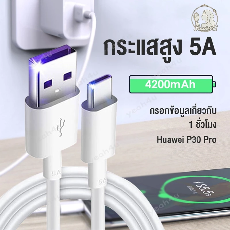 สายชาร์จ Type-C สายชาร์จเร็ว ไทป์ c หัวเหว่ย Super Fast Charging Cable 1/2m