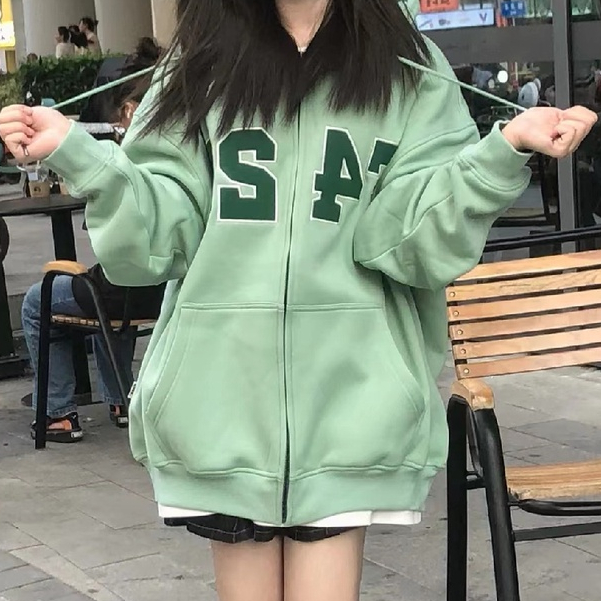 fashiongirl1688 เสื้อแขนยาวมีฮู้ด เสื้อกันหนาวผ้าฝ้าย นุ่มใส่สบายสไตส์เกาหลี สตรีเก๋ๆ น่ารักๆ