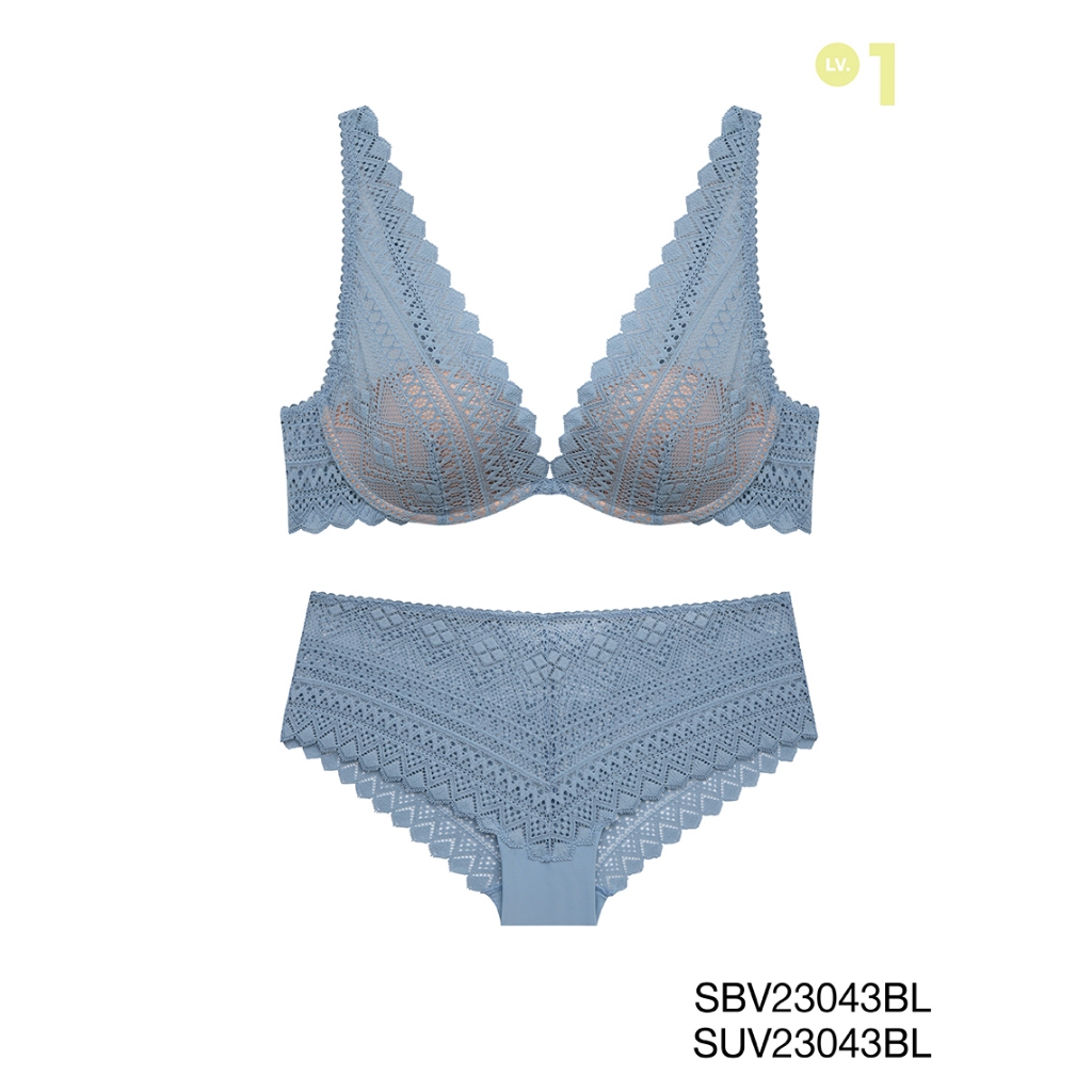 Sabina เซตชุดชั้นใน รุ่น Mad Moiselle เสื้อชั้นในมีโครง รหัส SBV23043BL+SUV23043BL สีฟ้า