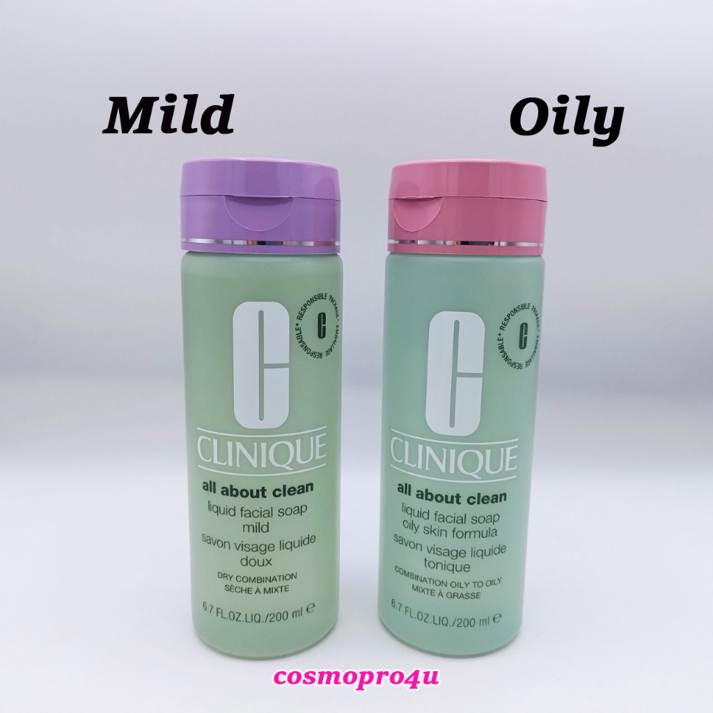 สบู่เหลวล้างหน้า Clinique All About Clean Liquid Facial Soap 200ml ตัวเลือก : Mild หรือ Oily ล้างหน้า คลินิกข์