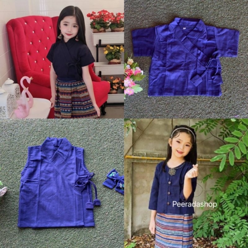 🌸เสื้อผ้าฝ้ายสีหม้อฮ้อมสีกรมของเด็กผู้หญิง💙💙
