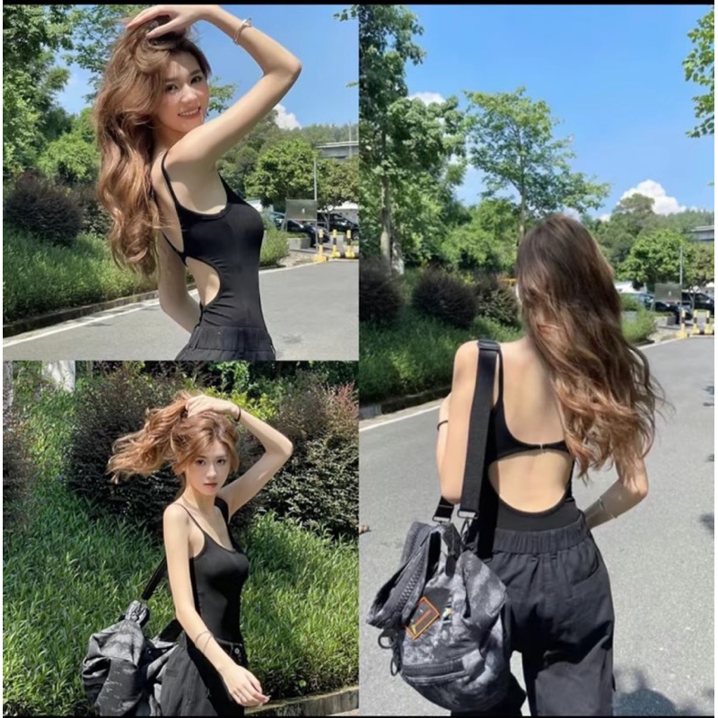 บอดี้สูทสายเดี่ยว แต่งแบบโชว์หลังสุดแซ่บ เนื้อผ้าเรย่อนนุ่มยืดอย่างดี อวดหุ่นแบบปังสุดๆ