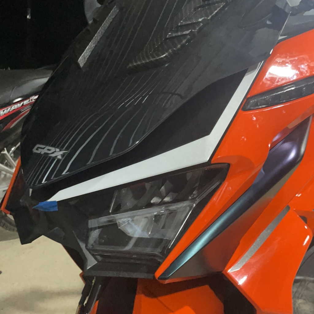 GPX DRONE 155 ฟิล์มแต่งคิ้วหน้ากากบน GPX DRONE 2020-2023 งานออกแบบเข้ารูป ติดตั้งง่าย
