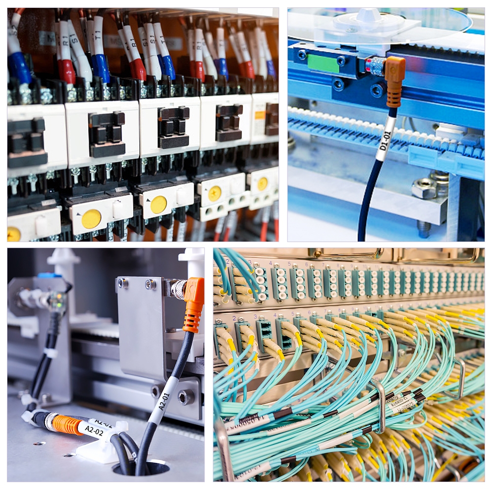 เทปมาร์คสายไฟ สำหรับเครื่องพิมพ์ฉลาก Epson LW300 LW400 เทปมาร์คสายไฟ ท่อหดความร้อน LK-4WBA5 พื้นสีขาวอักษรสีดำ LK-4WBA7