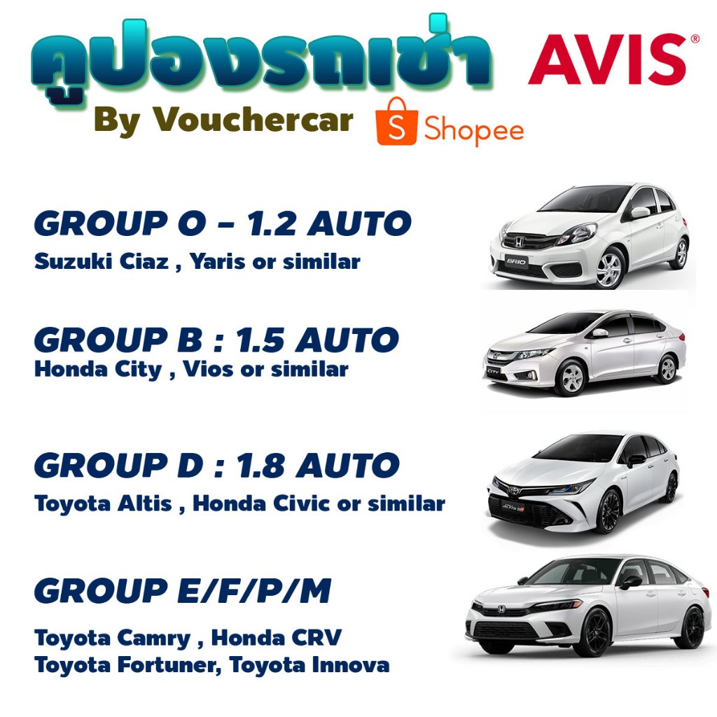 ถูกกว่างานท่องเที่ยว!!! คูปองรถเช่ารวม AVIS/BUDGET/HERTZ ประกัน Deduct(ยังไม่รวมประกันภัย)