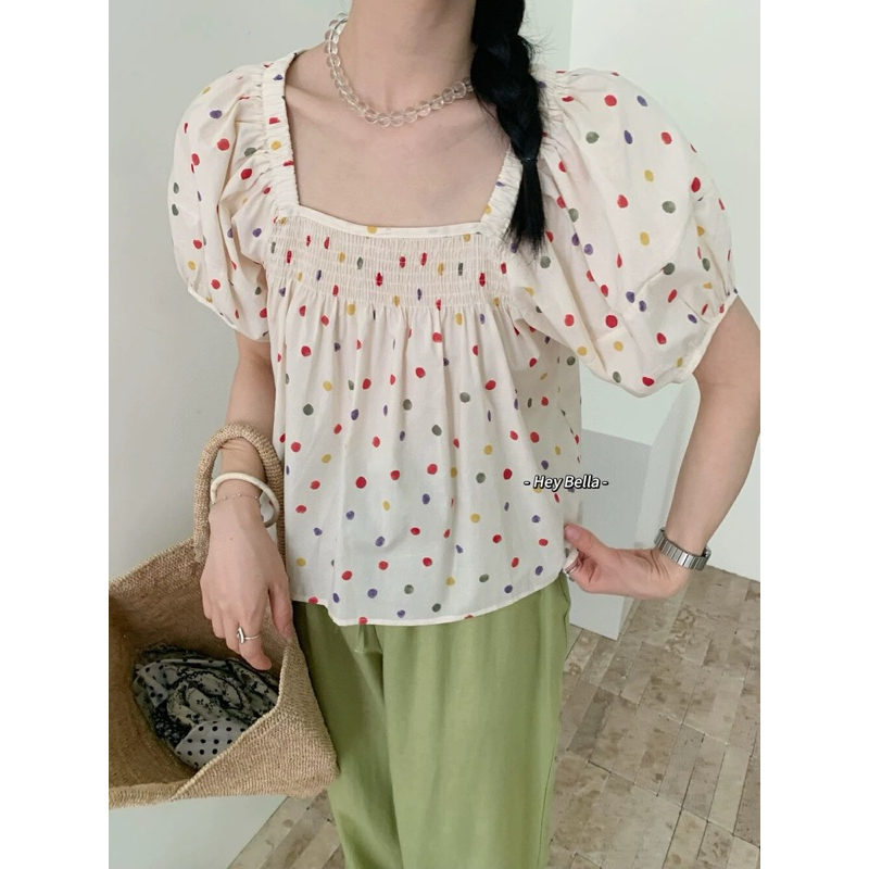 (พร้อมส่ง) เสื้อคอเหลี่ยมแขนตุ๊กตารุ่น 2335