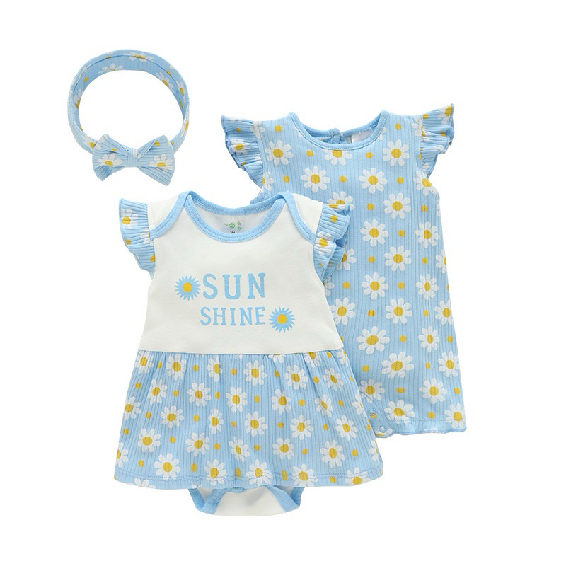 Babyculture พร้อมส่งจากไทย ชุดเด็กผู้หญิง ชุดเซ็ตเด็ก เซ็ต 3 ชิ้น รวมคาดผม รอมเปอร์เด็กผู้หญิง ชุดเด็กเล็ก