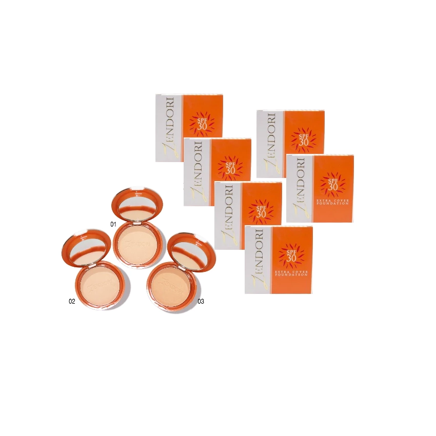 Zendori Extra Cover Foundation SPF30 : แป้งเซนโดริ เอ็กซ์ตร้า (ส้ม) 6 ตลับ