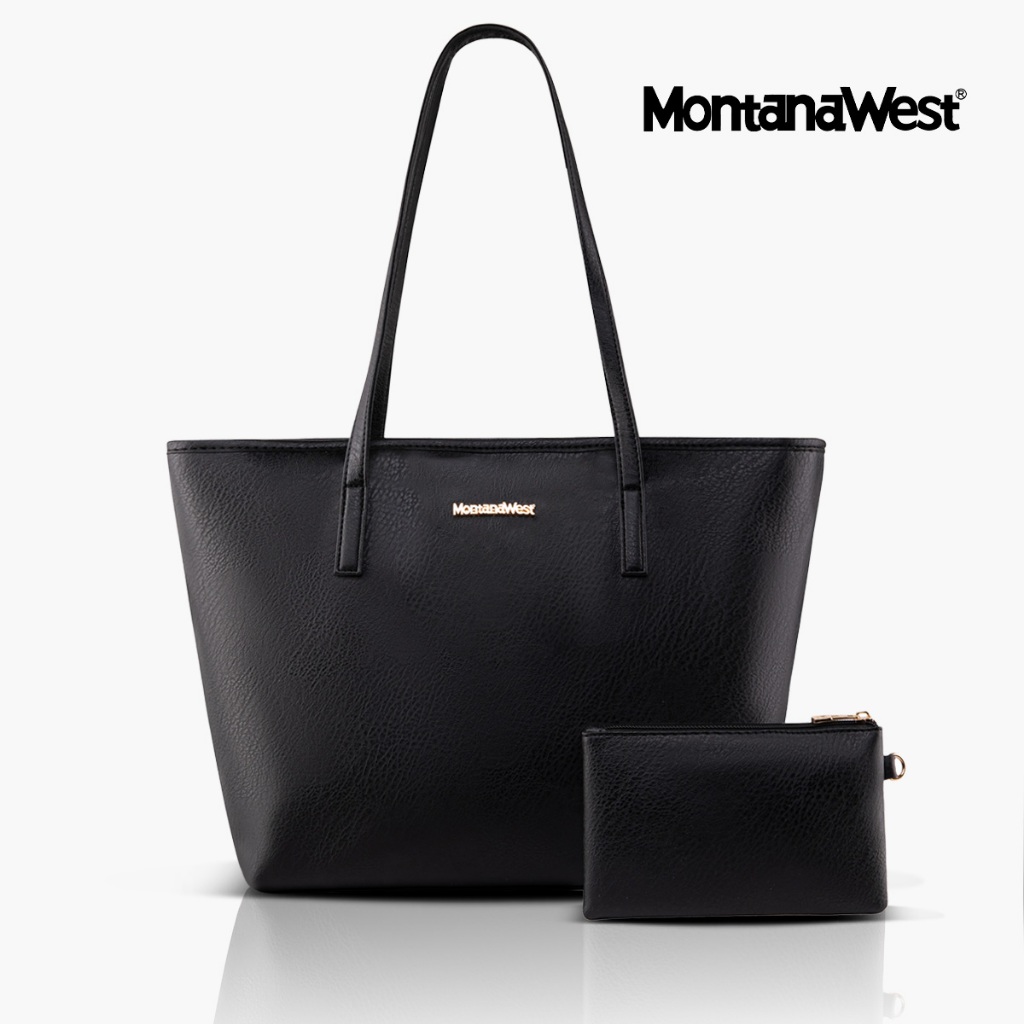 Montana West รุ่น Tote Bag กระเป๋าสะพายไหล่ ทรงโท้ท หนังนุ่มใบใหญ่ พร้อมกระเป๋าใบเล็ก สำหรับผู้หญิง