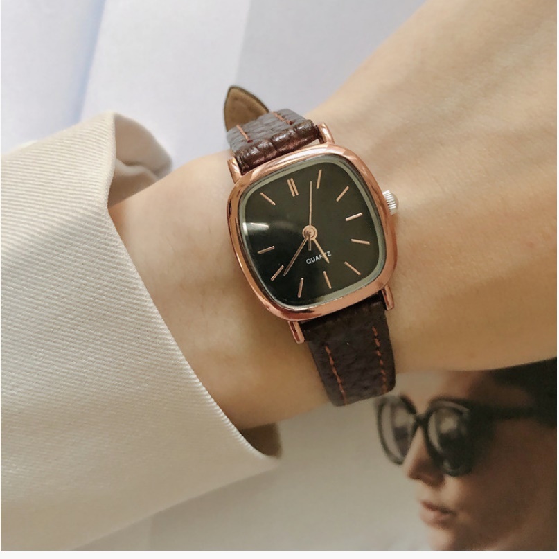 นาฬิกาข้อมือควอทซ์ หน้าปัดสี่เหลี่ยม ขนาดเล็ก เข้ากับทุกการแต่งกาย สไตล์เกาหลี แฟชั่นสําหรับผู้หญิง และนักเรียน - รูปที่ 7