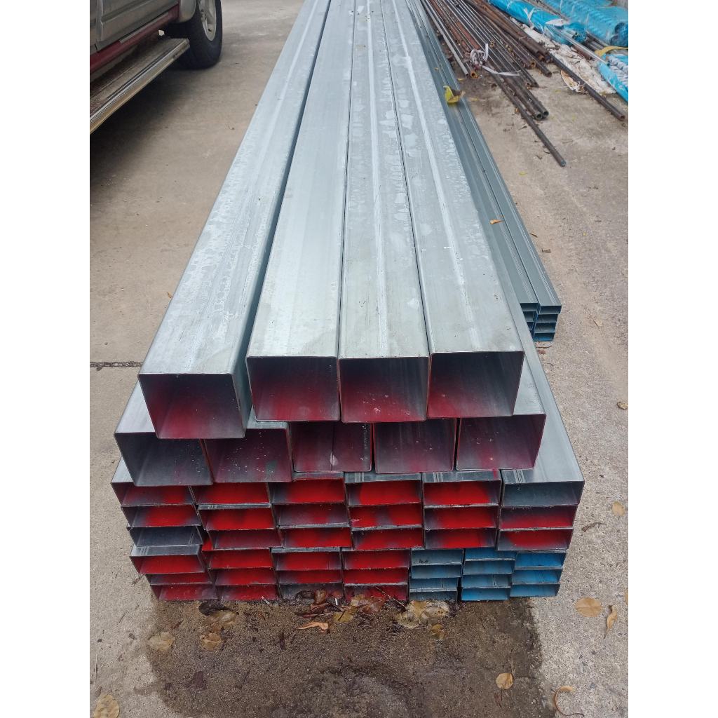 เหล็กกล่องขนาด 4"x4" เหล็กแป๊บสี่เหลี่ยม 4x4 นิ้ว ท่อเหลี่ยม ยาว 2 เมตร