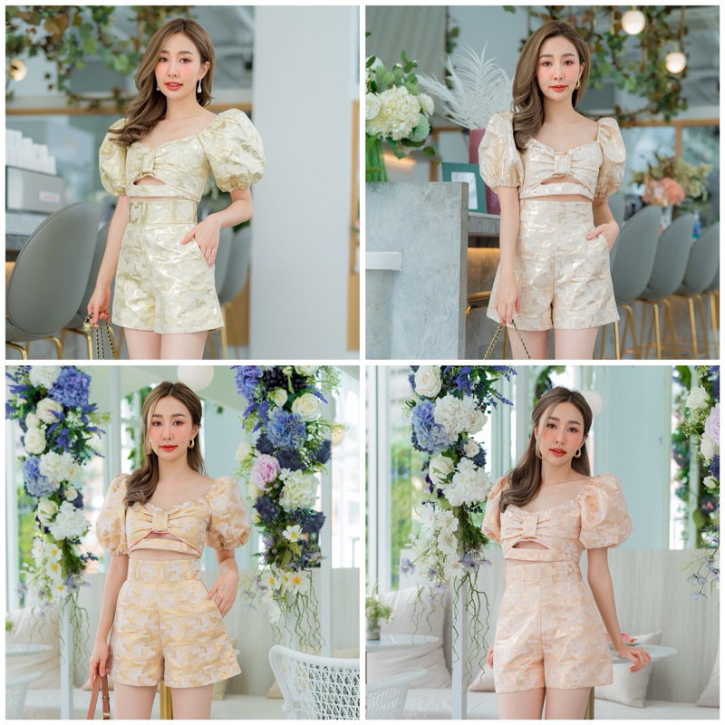 ชุดออกงาน ชุดเซทเรียบหรู เซทเสื้อกับกางเกง งานป้าย Tanintra