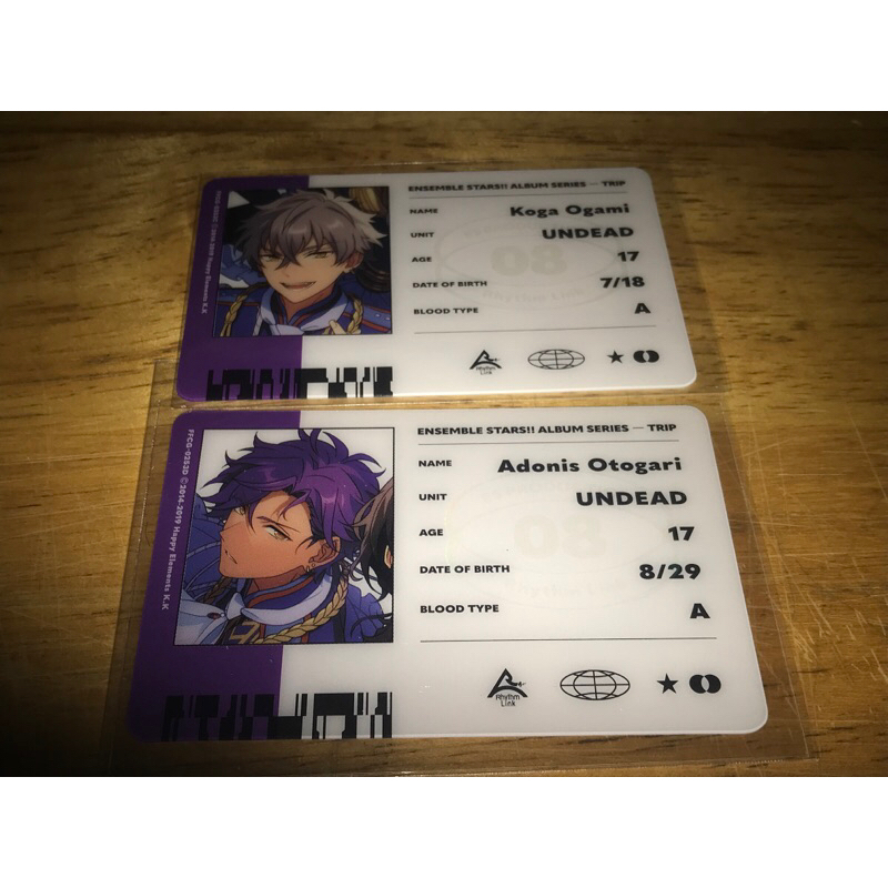 Ensemble Stars อันสึตะ ไอดีการ์ดจากอัลบั้มทริป ID Card Trip Koga Adonis from Album Trip Undead