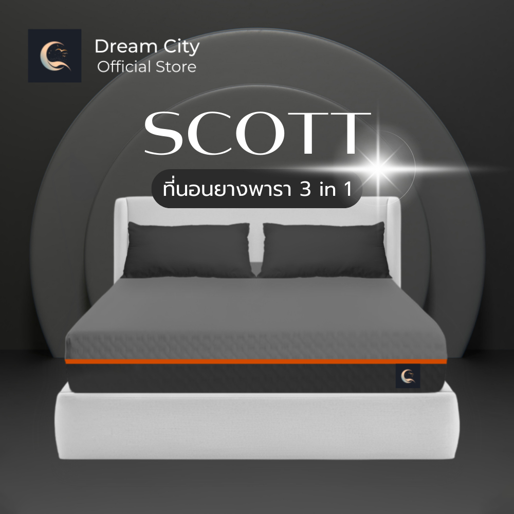 Dreamcity [ส่งฟรี] [แพ็คใส่กล่อง] ที่นอน 3 in 1 ยางพารา+พ็อกเก็ตสปริง+เมมโมรี่โฟมคูลเจล รุ่น Scott 10 นิ้ว นุ่มสบาย