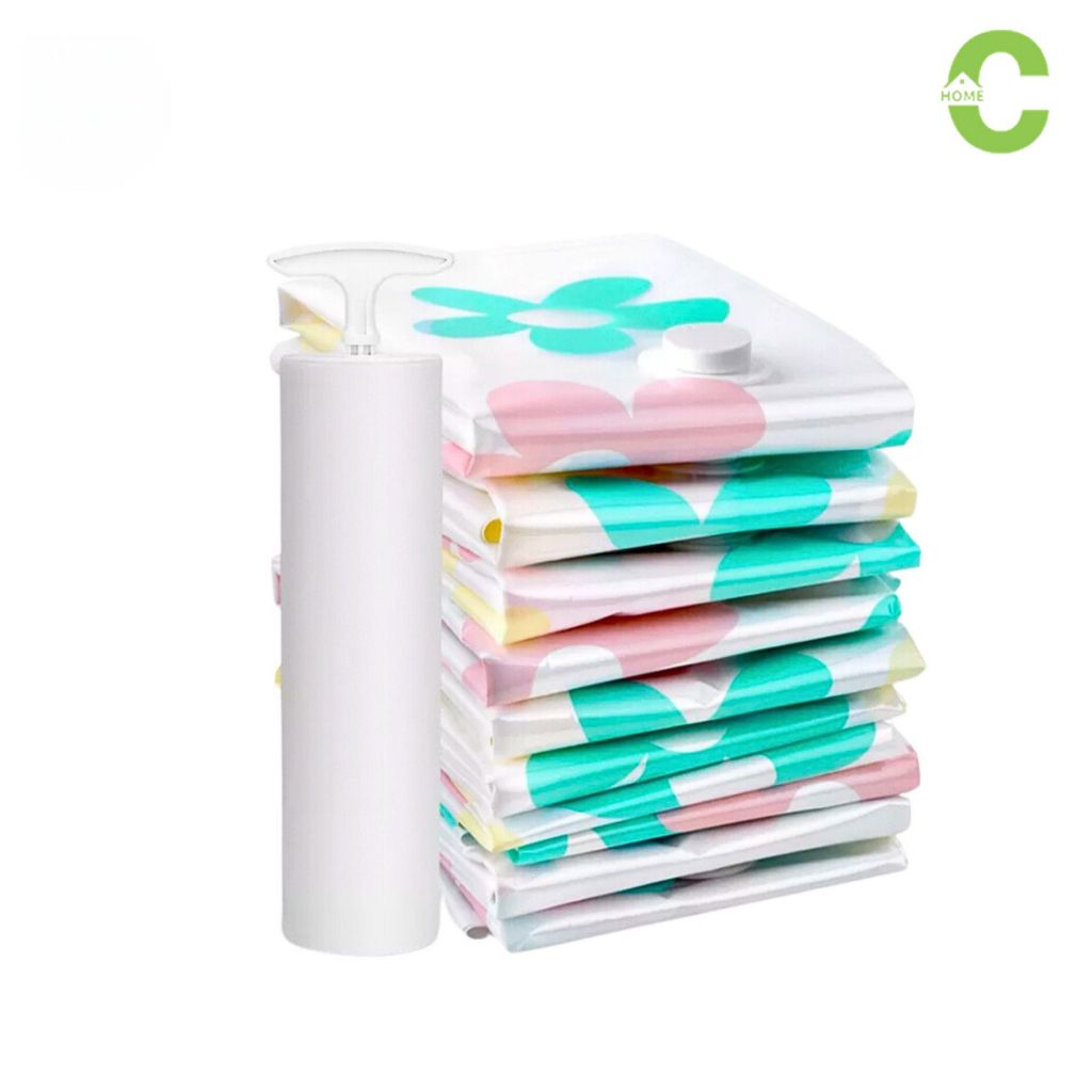 HOMEC ถุงสูญญากาศ ลายดอกไม้ มีวาล์ว สามารถใช้งานซ้ำ Storage Vacuum Bag