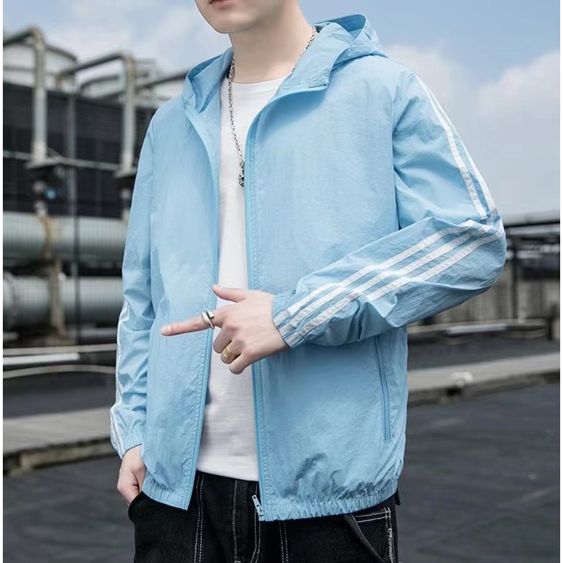 เสื้อผ้าป้องกันแสงแดดผู้ชายและผู้หญิงผ้าไหมน้ำแข็งป้องกันรังสียูวีเสื้อผ้าป้องกันแสงแดดกลางแจ้ง กระเป๋าซิปทั้งสองด้าน