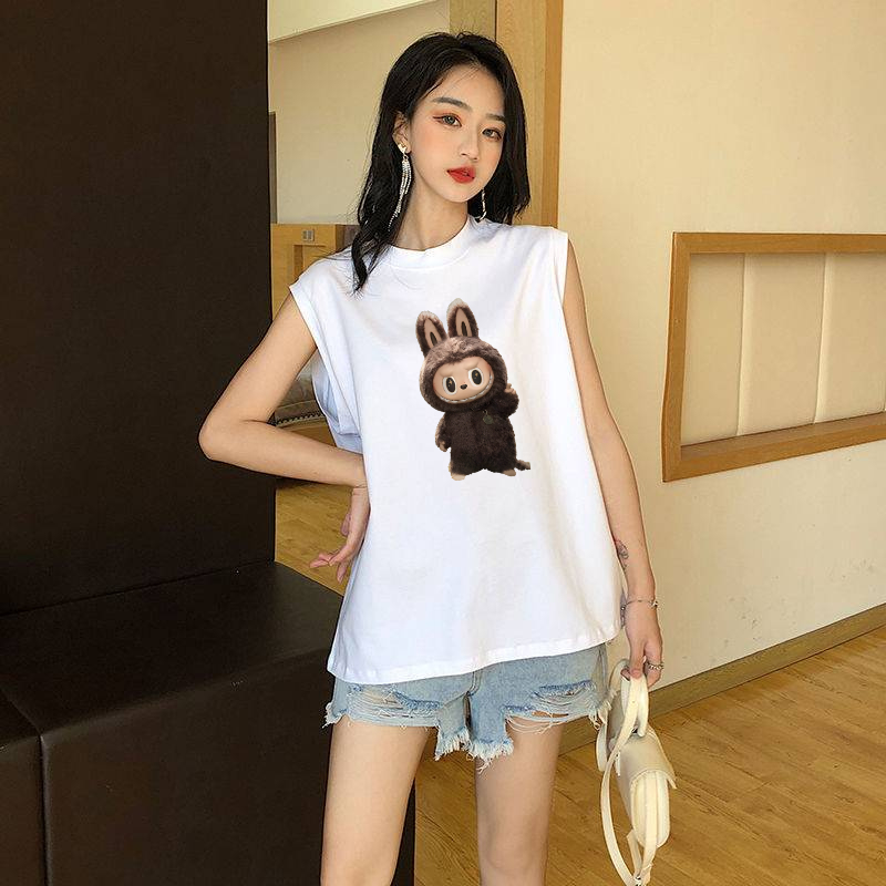 ES.SHOP28 เสื้อแขนกุด ลาบูบู้ เสื้อแฟชั่น ฤดูร้อน labubuใส่สบาย OP177