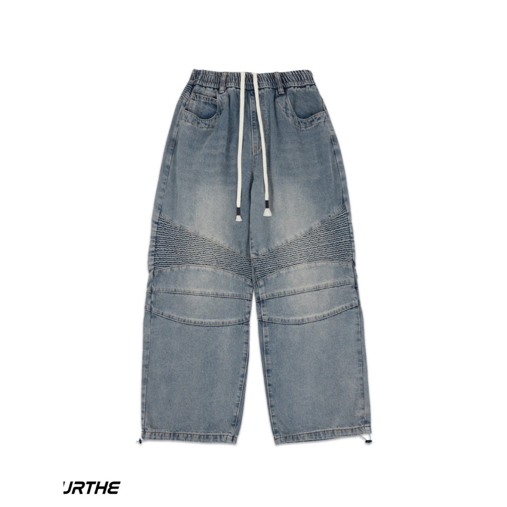 URTHE - กางเกงยีนส์ ขายาว สีฟอก รุ่น BOYS BOUNCE