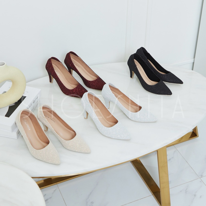 🔥 Sale 🔥 รองเท้าคัทชู ส้นสูง 3 นิ้ว กริตเตอร์ SHOESNITA 9_067