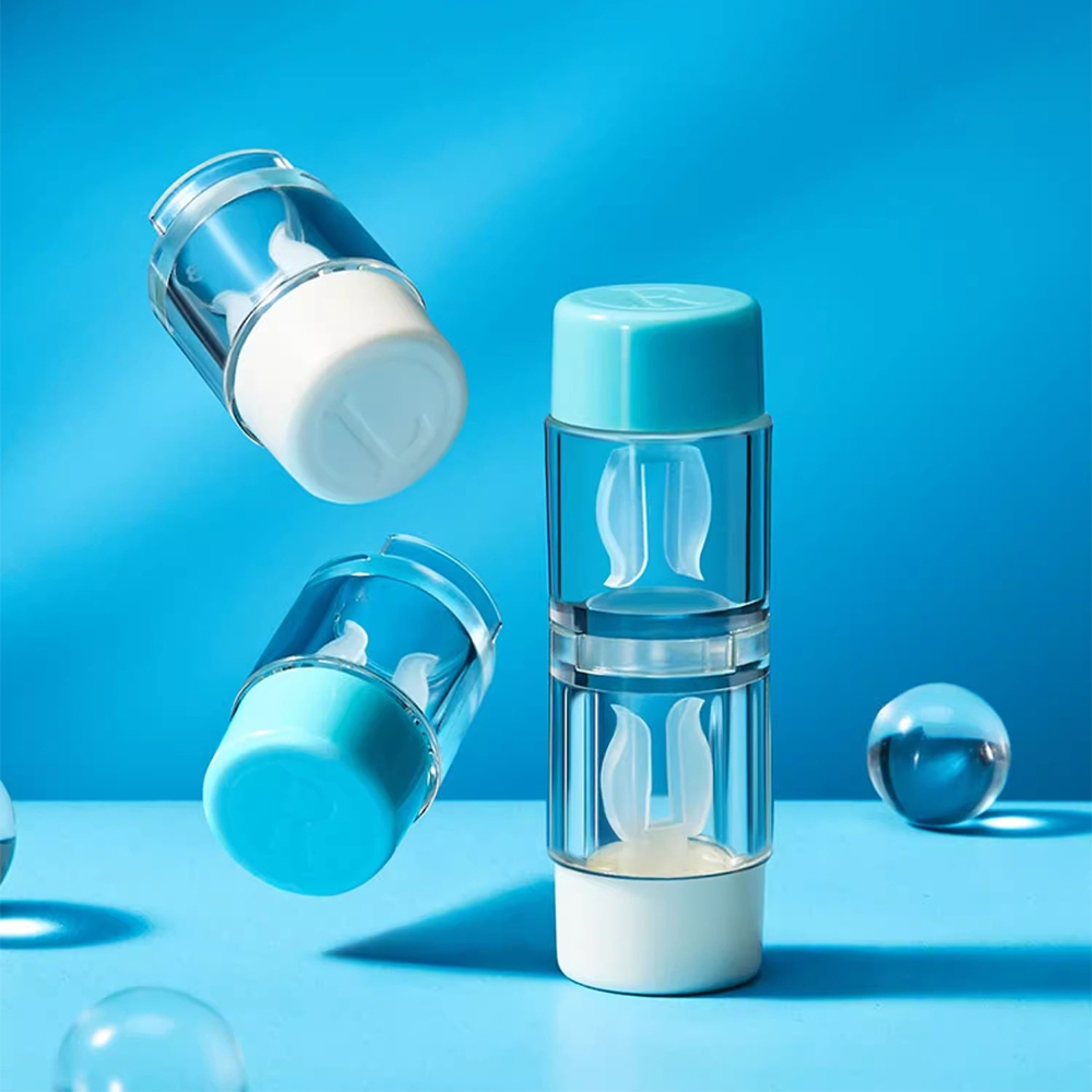 Uyaai คอนแทคเลนส์สี เคสคอนแทคเลนส์ RGP ทรงกระบอก สองหัว แบบพกพา หลากสี