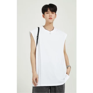 (โปร 1 แถม 1) เสื้อยืดแขนกุด เสื้อแขนตัด สไตล์เกาหลี เสื้อใส่อยู่บ้าน ใส่เที่ยว ผ้า Cotton 100% ทอพิเศษหนานุ่มใส่สบาย B1