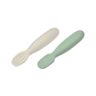 BEABA ช้อนหัดทานอาหาร Set of 2 Silicone Pre Spoons - Sage Gr…