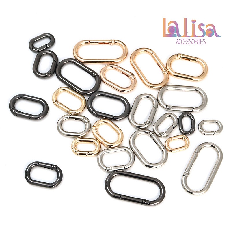 ฮาร์ดแวร์กระเป๋า อุปกรณ์หัวเข็มขัดโลหะ แหวนโลหะผสม หัวเข็มขัดสปริงรูปไข่ Alloy clips (E-1-J,HW-0077) - รูปที่ 4