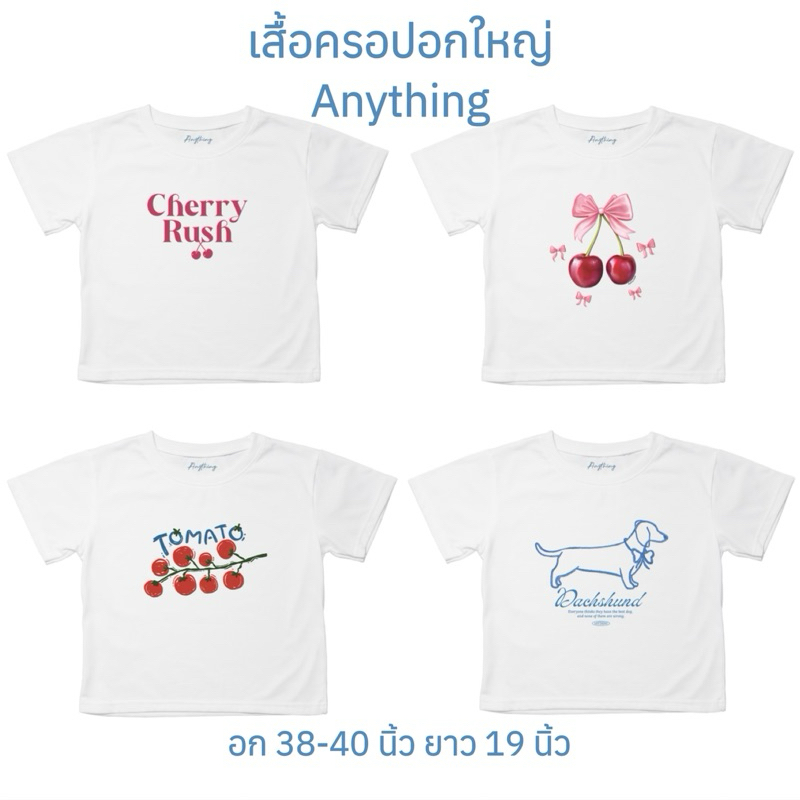 เสื้อยืดคอกลม เสื้อครอปคอตตอน อกใหญ่ 38 นิ้ว Anything มีหลายแบบให้เลือก