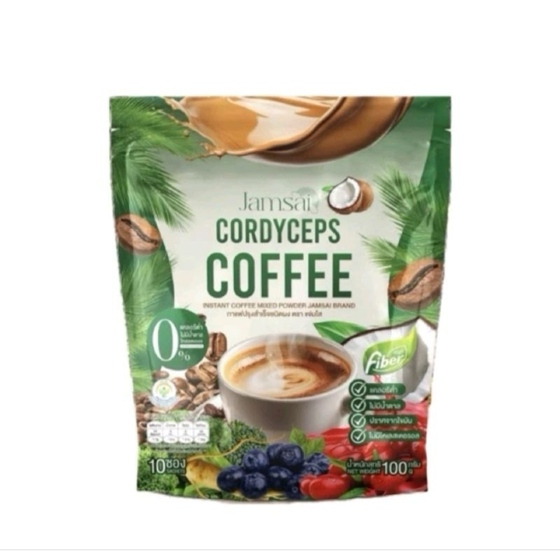 กาแฟแจ่มใส ไฟเบอร์ Jamsai Cordyceps Coffee Fiber (ซองเขียว)