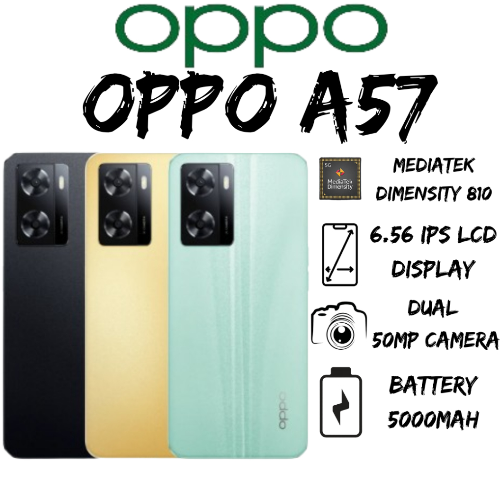 [In stock] Oppo mobile phone oppo a57 (6G+128G) 6.56 inches, fast charge 33W, battery 5000mAh, store warranty 5 years