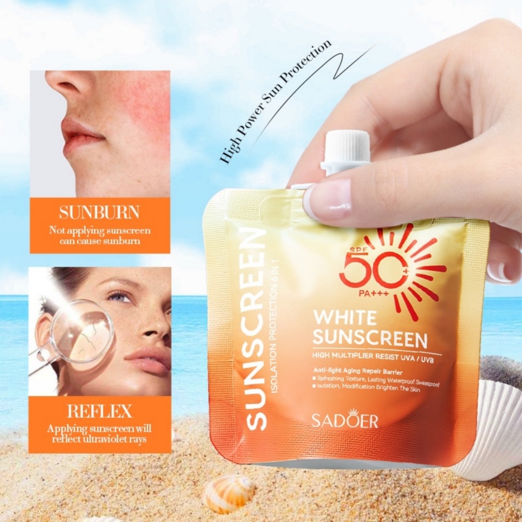 ครีมกันแดด SPF50+ กันแดด 30 กรัม SADOER ป้องกันรังสีอัลตราไวโอเลต ไม่เหนียวเหนอะหนะ