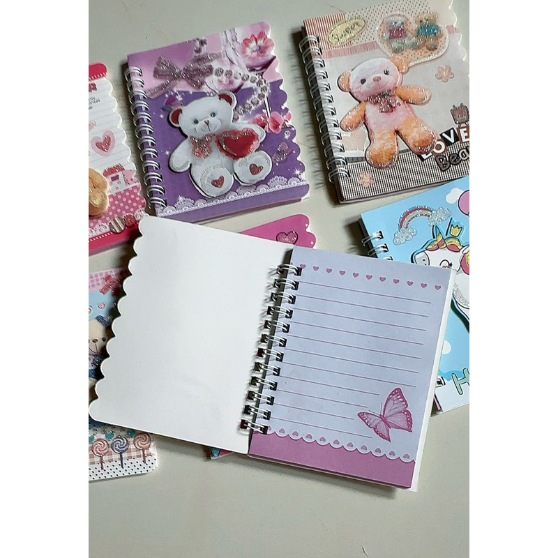 สมุดโน้ตจดบันทึก+ปากกาหมึกน้ำเงิน สมุดสันห่วงเล่มเล็กลายแฟนซี