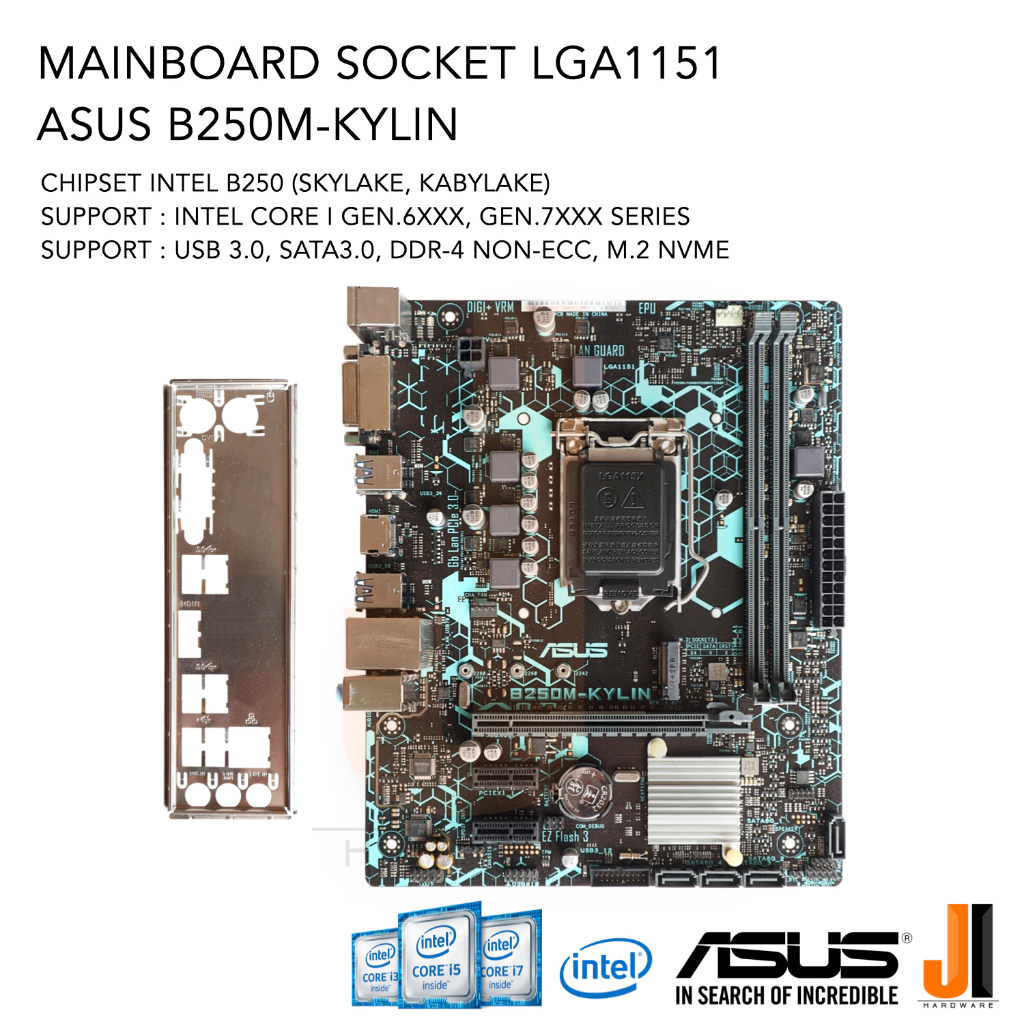 Mainboard Asus B250M-KYLIN (LGA 1151) รองรับ CPU Gen.6XXX และ Gen.7XXX (มือสองสภาพดีมีการรับประกัน)