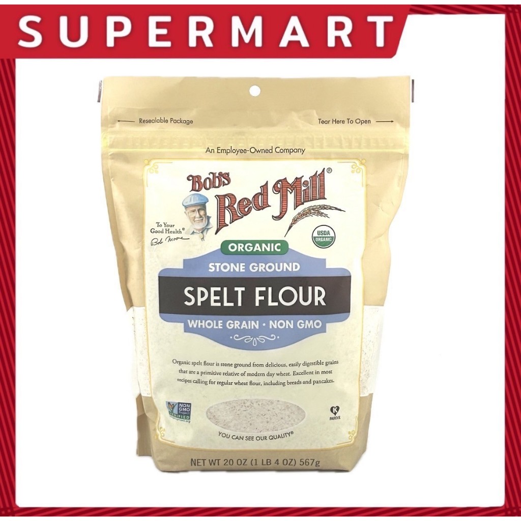 SUPERMART Bob's mill spelt flour organic 567 g. บ๊อบส เรด มิลล์แป้งสาลีออร์แกนิก 567กรัม USA.#110117