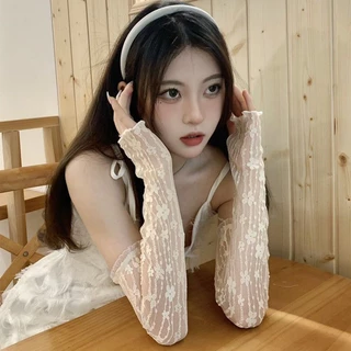 พร้อมส่งในไทย// 01ลูกไม้ซีทรู ถุงมือตาข่ายลูกไม้ แฟชั่นโลลิต้า (Lolita Fashion) ปลอกแขนแฟชั่น