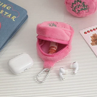 กระเป๋าใส่หูฟัง EAZY Pink Cake กระเป๋าใส่เหรียญ ใส่ AirPods พวงกุญแจขนนุ่ม สีชมพู กระเป๋าจิ๋วน่ารัก Mini Coin Pouch 2026