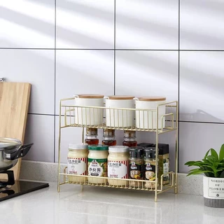 Gold double-Layer Countertopห้องน้ำห้องครัวRackชั้นยืนRackห้องนอนเครื่องสำอางน้ำหอมStorageและองค์กรRack