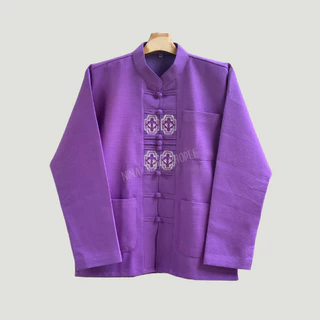 เสื้อคอผ้าฝ้ายชินมัยจีนผู้ชายแขนยาวอัดกาว ลายหงส์ในโคมอัตลักษณ์ประจำจังหวัดเชียงใหม่ ทรงสวยงามโดดเด่น งานสวยดูดีตัวท็อป