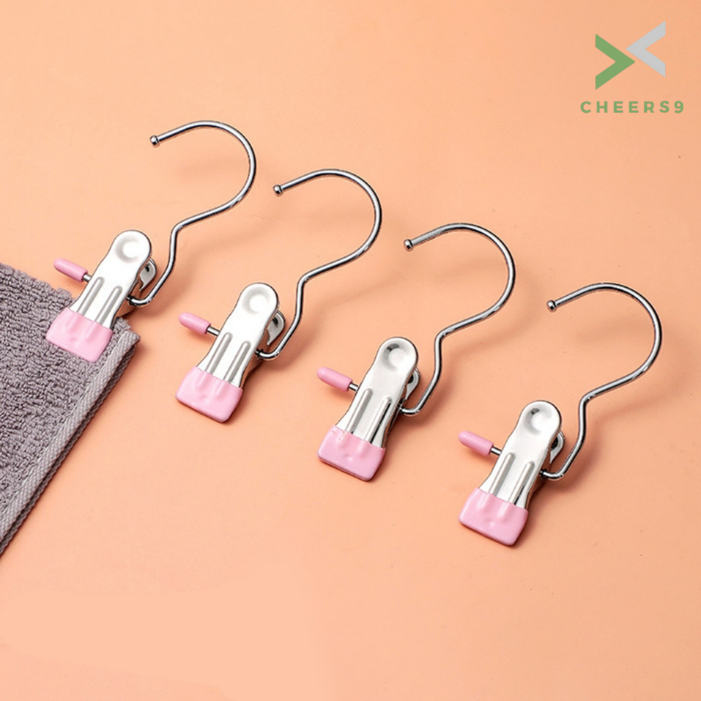 ที่หนีบผ้าสเตนเลส ตะขอหนีบกางเกง Stainless Steel Clothes Clips วัสดุโลหะ ไม่เป็นสนิม Cheers9