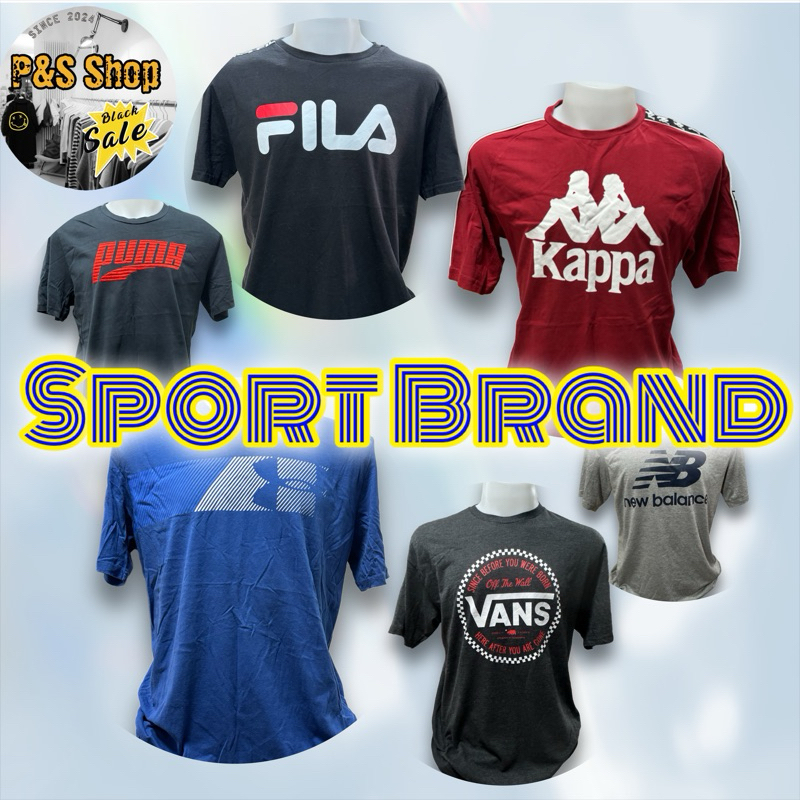 เสื้อยืดมือสอง รวมแบรนด์กีฬา Puma/Under Amour/Vans/Fila/NB/Warrix/Kappa คละสี คละ Size คละแบรนด์ ของแท้ 100% สภาพดีมาก