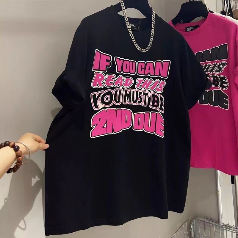 เสื้อยืดแขนสั้นทรงหลวมสไตล์เกาหลี oversize เสื้อผ้าสาวอวบ​แฟชั่น ไซส์ใหญ่ เสื้อโอเวอร์ไซต์ผู้หญิง สกรีนลายวินเทจ XXL