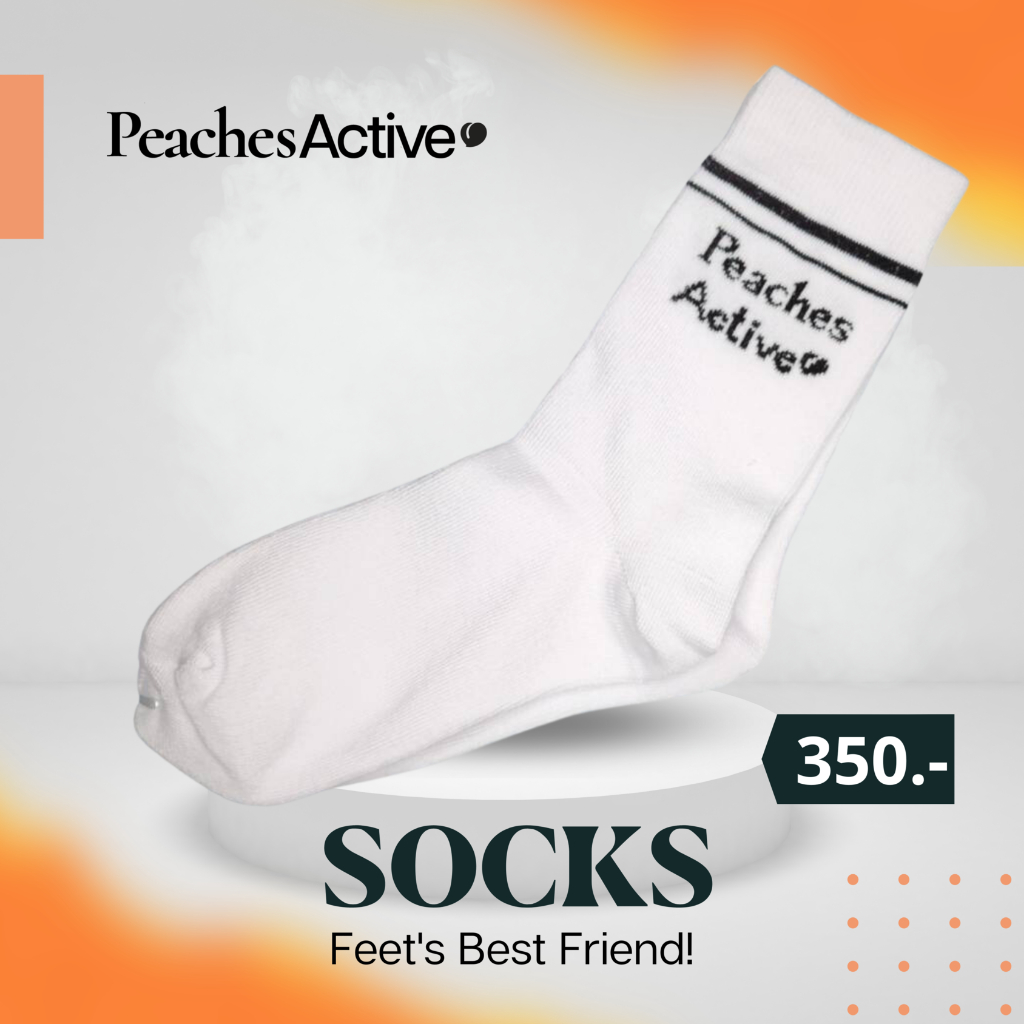 Peaches Active - ถุงเท้าพรีเมี่ยม ใยผ้าทอพิเศษ ลดกลิ่น ยืดหยุ่น เหมาะกับทุกกิจกรรม