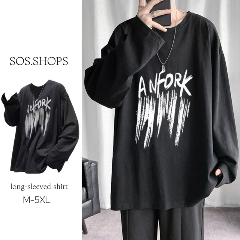 SOS ส่งจากไทย อัปเกรดใหม่ โปรคู่ M-5XL เสื้อแขนยาวกันแดดคอกลม พิมพ์ลาย เนื้อผ้าเบาสบาย ได้ทุกวัย สไตล์ฮิปฮอปทรงหลวม #Q25
