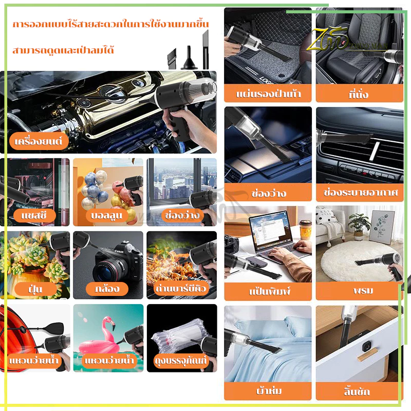 เครื่องดูดฝุ่นในรถ ไร้สาย พกพา ใช้ในรถยนต์และบ้าน thumbnail 7