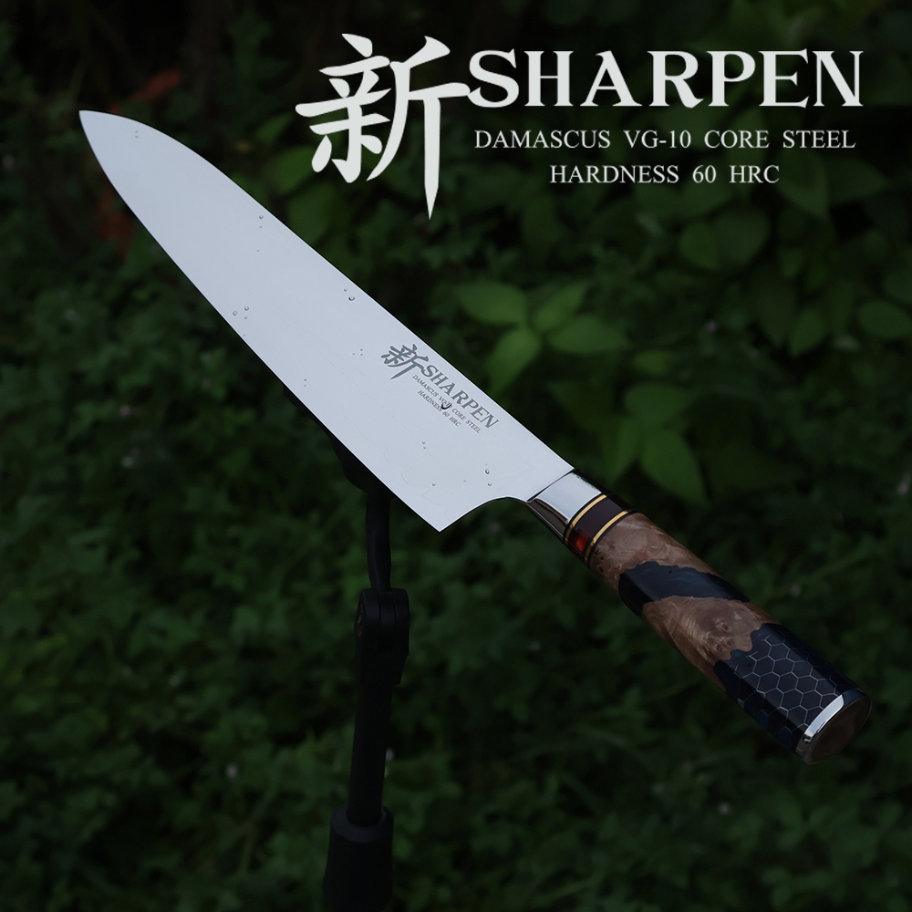 Gyuto knife 240mm, มีดเชฟ ดามัสกัส , 67 layer damascus vg10 core steel, Resin Honeycomb handle