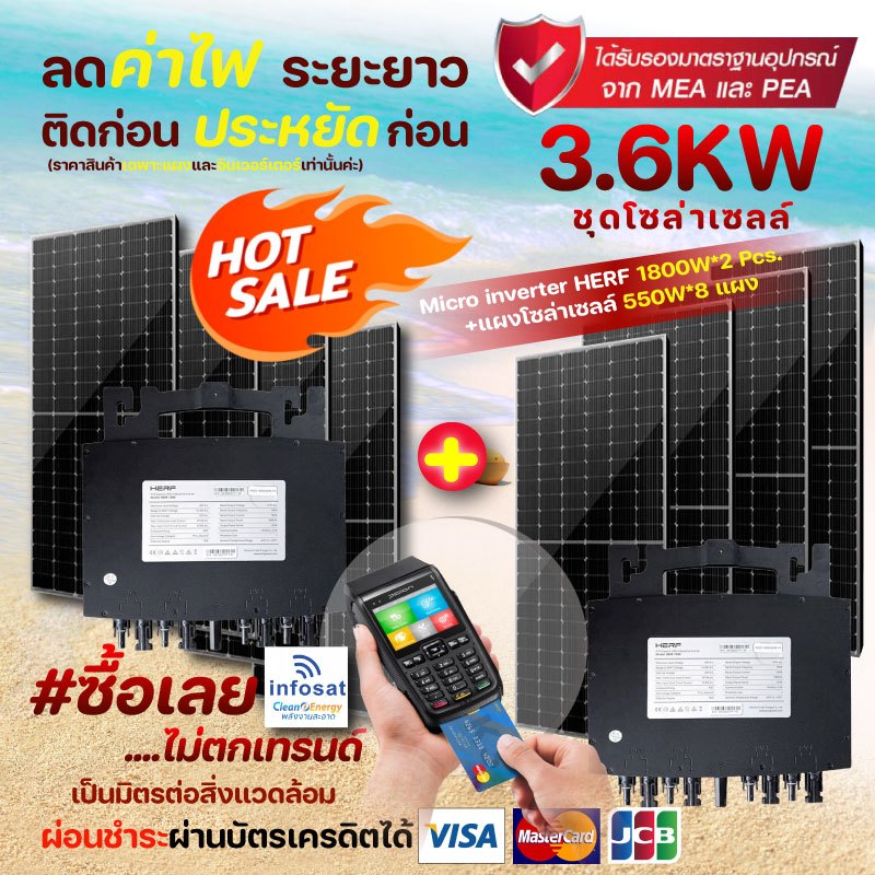 Infosat Micro Inverter HERF 1800W  4 in 1  (2ชุด) พร้อมแผงโซล่าเซลล์ 550W 8แผง(ฟรีค่าจัดส่ง)