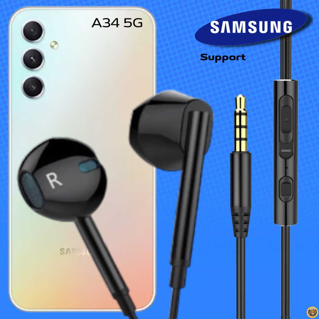 หูฟัง สมอลทอล์ค Sumsung Aux 3.5mm สำหรับ ซัมซุง A34 สวมใส่สบาย เสียงดี เบสนุ่ม เพิ่ม-ลดระดับเสียง M1