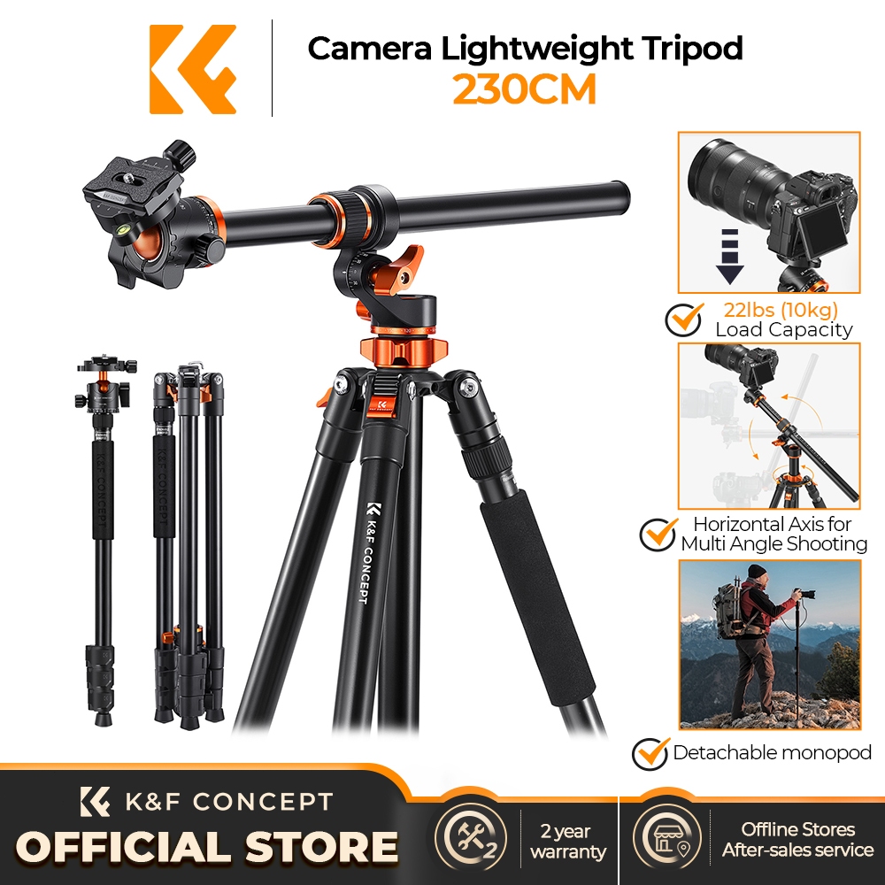 K&F CONCEPT T Series ขาตั้งกล้อง T254A7 + BH-28L เพลากลางไขว้พับเก็บได้แมกนีเซียมอลูมิเนียมอัลลอยด์