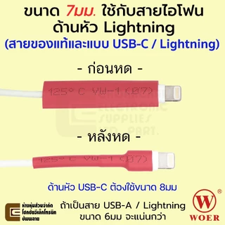 Woer ท่อหด ขนาด 7มม สำหรับต่อสายชาร์จ ใช้กับสายไอโฟน มีหลายสีให้เลือก (หดได้มากสุด 3.5มม) ยาว 1เมตร รุ่น RSFR-H